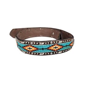 ARIAT GIRLS CALF HAIR AND BEADED LEATHER BELT "NO BUCKLE"